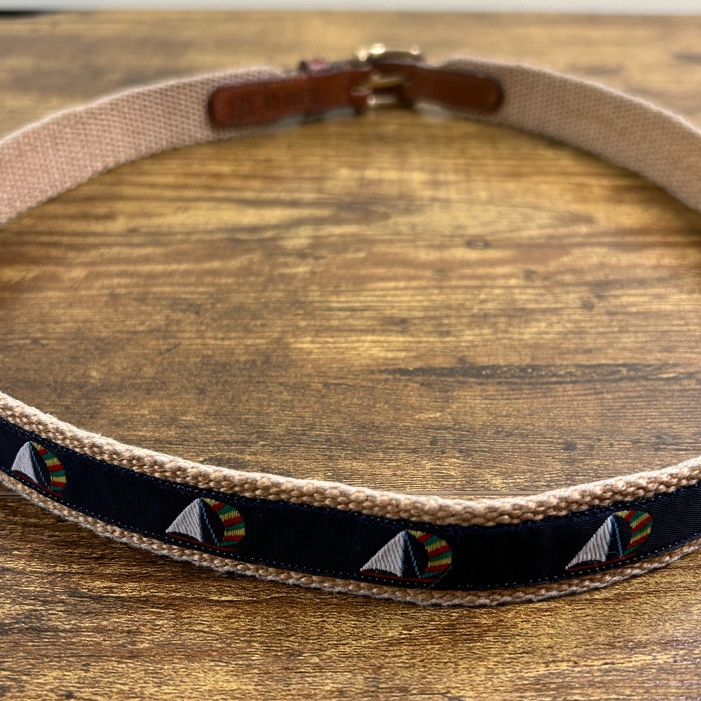 VTG 90s Dooney & Bourke Belt Sailboat Woven‎ Canvas Size 30 Nautical Preppy
